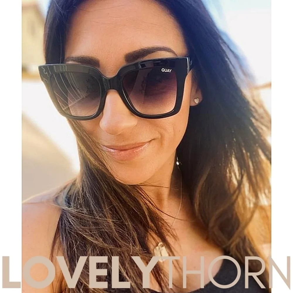 QUAY // ltd ed icy black oversize thick square frame smoke fade lens sunglasses